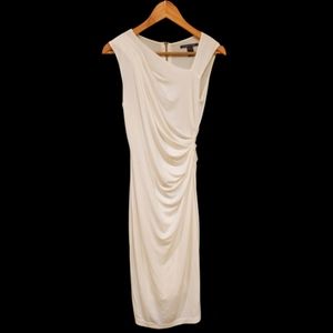 Sexy asymmetrical neckline ivory dress xs